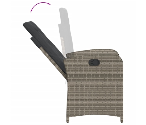 Set comedor de jardín 5 piezas con cojines ratán sintético gris