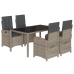 Set comedor de jardín 5 piezas con cojines ratán sintético gris