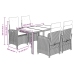 Set comedor de jardín 5 piezas con cojines ratán sintético gris