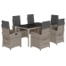 Set comedor jardín 7 pzas y cojines ratán sintético gris