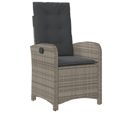 Set comedor jardín 7 pzas y cojines ratán sintético gris