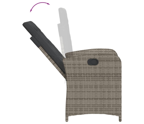 Set comedor jardín 7 pzas y cojines ratán sintético gris