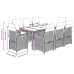 Set comedor jardín 9 pzas y cojines ratán sintético gris