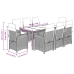 Set comedor jardín 9 pzas y cojines ratán sintético gris