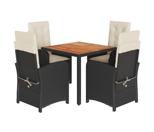 Set de muebles jardín 5 pzas con cojines ratán sintético negro