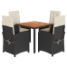 Set de muebles jardín 5 pzas con cojines ratán sintético negro
