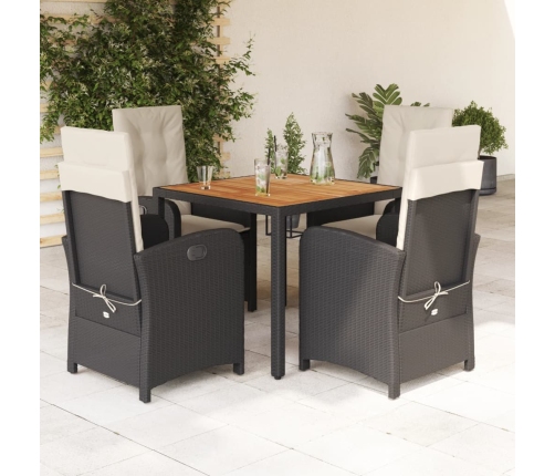 Set de muebles jardín 5 pzas con cojines ratán sintético negro
