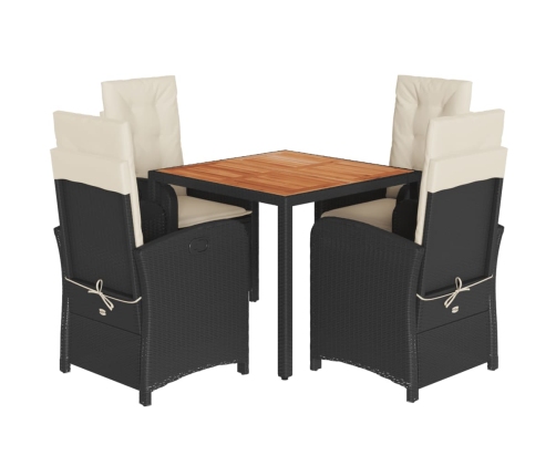 Set de muebles jardín 5 pzas con cojines ratán sintético negro