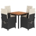 Set de muebles jardín 5 pzas con cojines ratán sintético negro