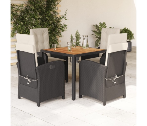 Set de muebles jardín 5 pzas con cojines ratán sintético negro