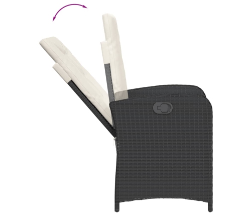 Set de comedor de jardín 9 pzas y cojines ratán sintético negro