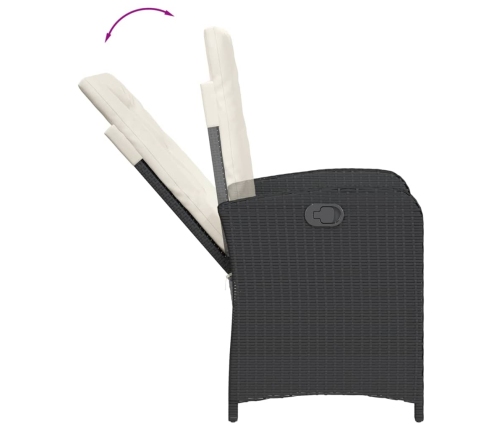 Set de comedor de jardín 9 pzas y cojines ratán sintético negro