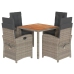 Set comedor de jardín 5 piezas con cojines ratán sintético gris