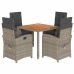 Set comedor de jardín 5 piezas con cojines ratán sintético gris