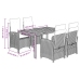 Set comedor de jardín 5 piezas con cojines ratán sintético gris