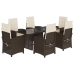 Set comedor de jardín 7 pzas con cojines ratán sintético marrón