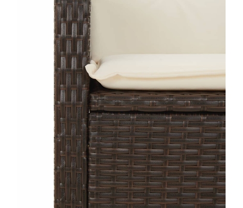 Set comedor para jardín 9 pzas y cojines ratán sintético marrón