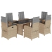 Set comedor de jardín 7 pzas con cojines ratán sintético beige
