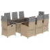 Set comedor de jardín 9 pzas con cojines ratán sintético beige