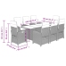Set comedor de jardín 9 pzas con cojines ratán sintético beige