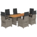 Set comedor jardín 7 pzas y cojines ratán sintético gris
