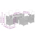 Set comedor jardín 7 pzas y cojines ratán sintético gris