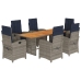 Set comedor de jardín 7 pzas con cojines ratán sintético beige
