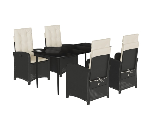 Set de muebles jardín 5 pzas con cojines ratán sintético negro