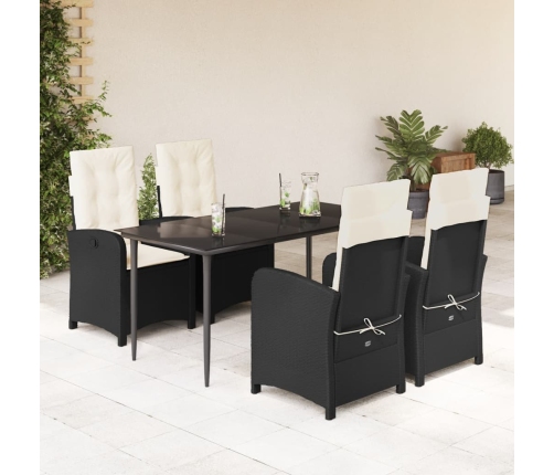 Set de muebles jardín 5 pzas con cojines ratán sintético negro