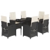 Set de comedor de jardín 7 pzas y cojines ratán sintético negro