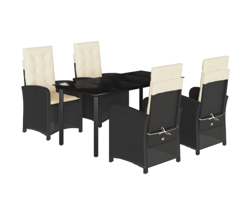 Set de muebles jardín 5 pzas con cojines ratán sintético negro