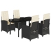 Set de muebles jardín 5 pzas con cojines ratán sintético negro