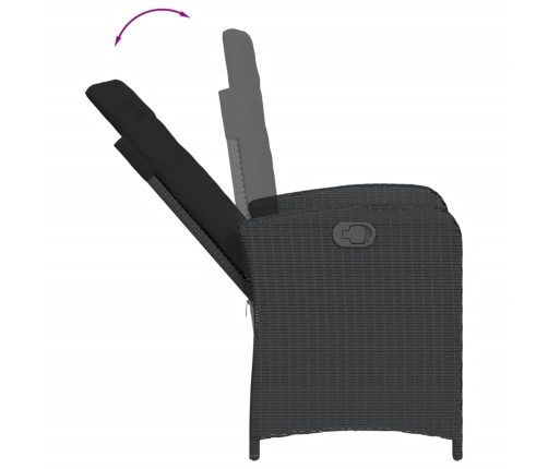 Set comedor de jardín 3 pzas con cojines ratán sintético negro