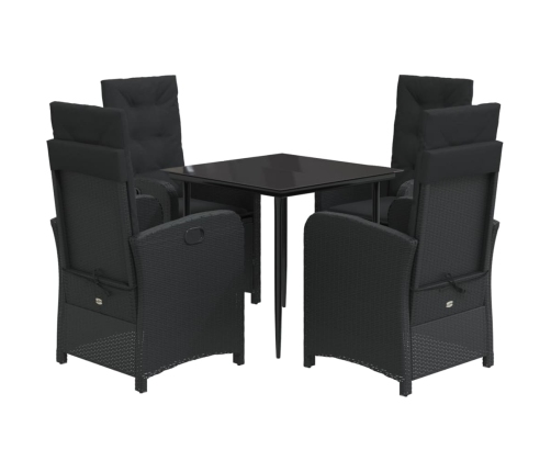 Set de muebles jardín 5 pzas con cojines ratán sintético negro