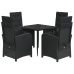 Set de muebles jardín 5 pzas con cojines ratán sintético negro