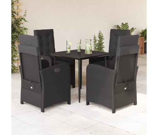 Set de muebles jardín 5 pzas con cojines ratán sintético negro