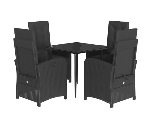 Set de muebles jardín 5 pzas con cojines ratán sintético negro
