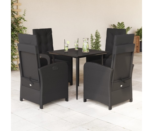 Set de muebles jardín 5 pzas con cojines ratán sintético negro