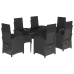 Set de comedor de jardín 7 pzas y cojines ratán sintético negro