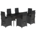 Set de comedor de jardín 7 pzas y cojines ratán sintético negro