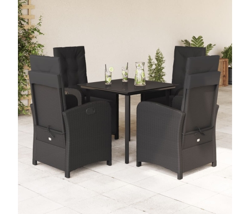 Set de muebles jardín 5 pzas con cojines ratán sintético negro