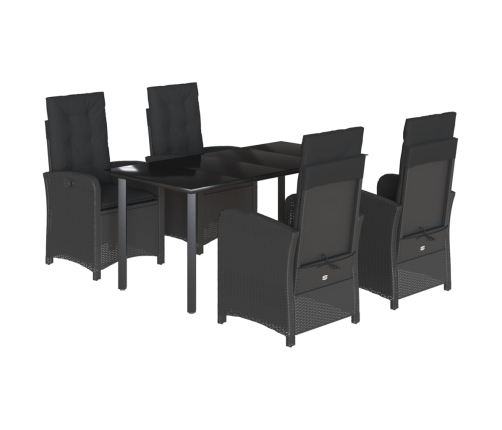 Set de muebles jardín 5 pzas con cojines ratán sintético negro