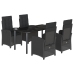 Set de muebles jardín 5 pzas con cojines ratán sintético negro