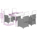 Set de muebles jardín 5 pzas con cojines ratán sintético negro