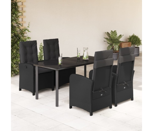 Set de muebles jardín 5 pzas con cojines ratán sintético negro