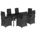Set de comedor de jardín 7 pzas y cojines ratán sintético negro