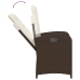 Set comedor de jardín 3 piezas y cojines ratán sintético marrón