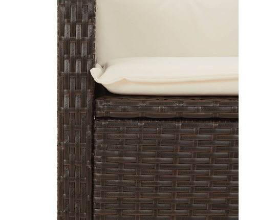 Set comedor para jardín 9 pzas y cojines ratán sintético marrón