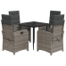 Set comedor de jardín 5 piezas con cojines ratán sintético gris