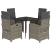 Set comedor de jardín 5 piezas con cojines ratán sintético gris
